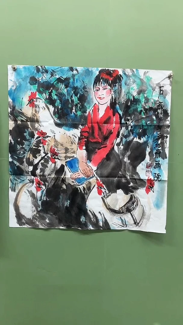 竖款精品四尺斗方人物，