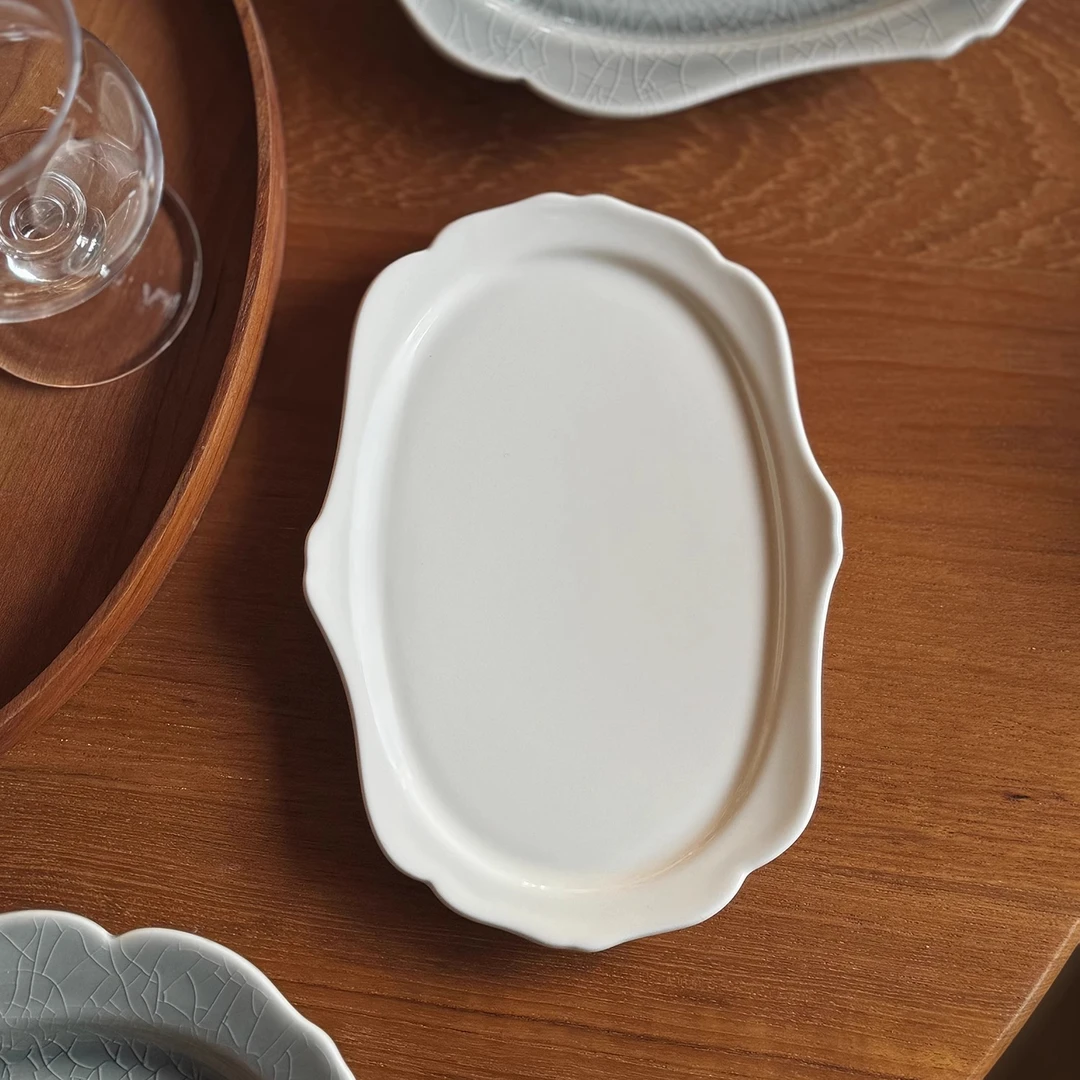 【瑕疵】Camus say 7.2英寸云边椭圆盘-白色小号 18.5×13cm