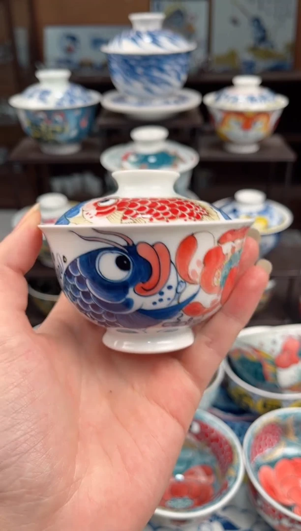 拙明院（微瑕价格）莲年有鱼盖碗