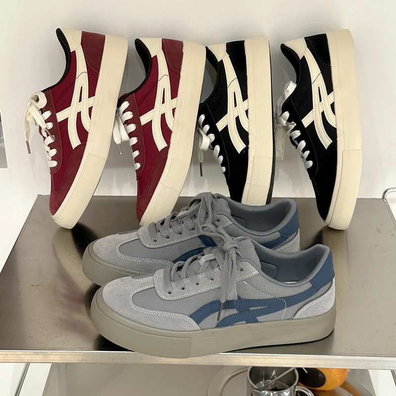 夏季新款透气帆布鞋2025小众设计厚底板鞋美式学生百搭休闲男鞋子