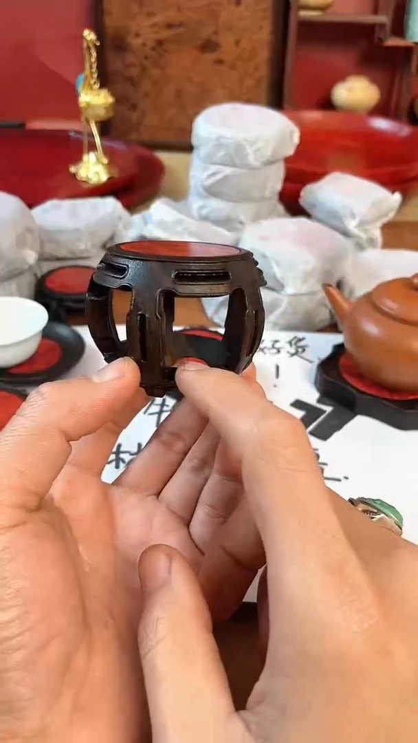 【闪购商品】东非黑黄檀（紫光檀）木艺镂空鼓凳底座