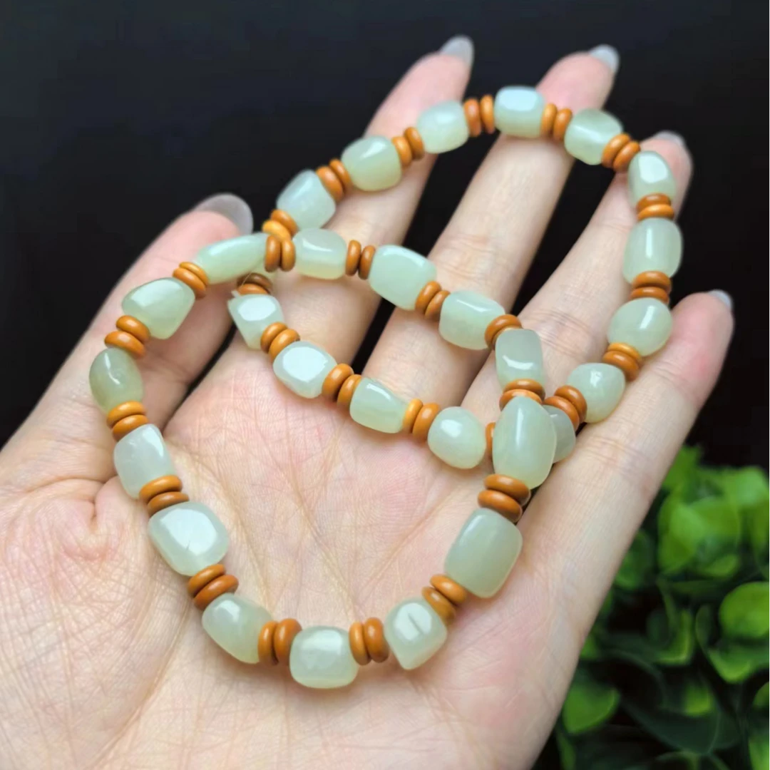 H4480【福嘟嘟珠宝】和田玉桶珠手串-送礼佳品-多样性只发一件