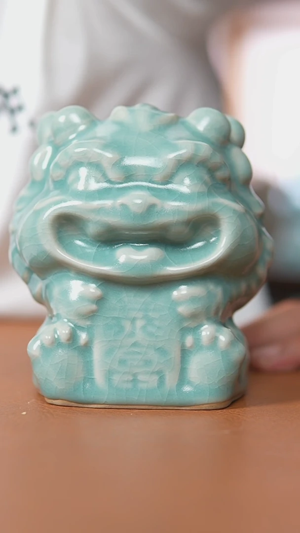 瓷片仿古翡翠绿釉暴富龙一级