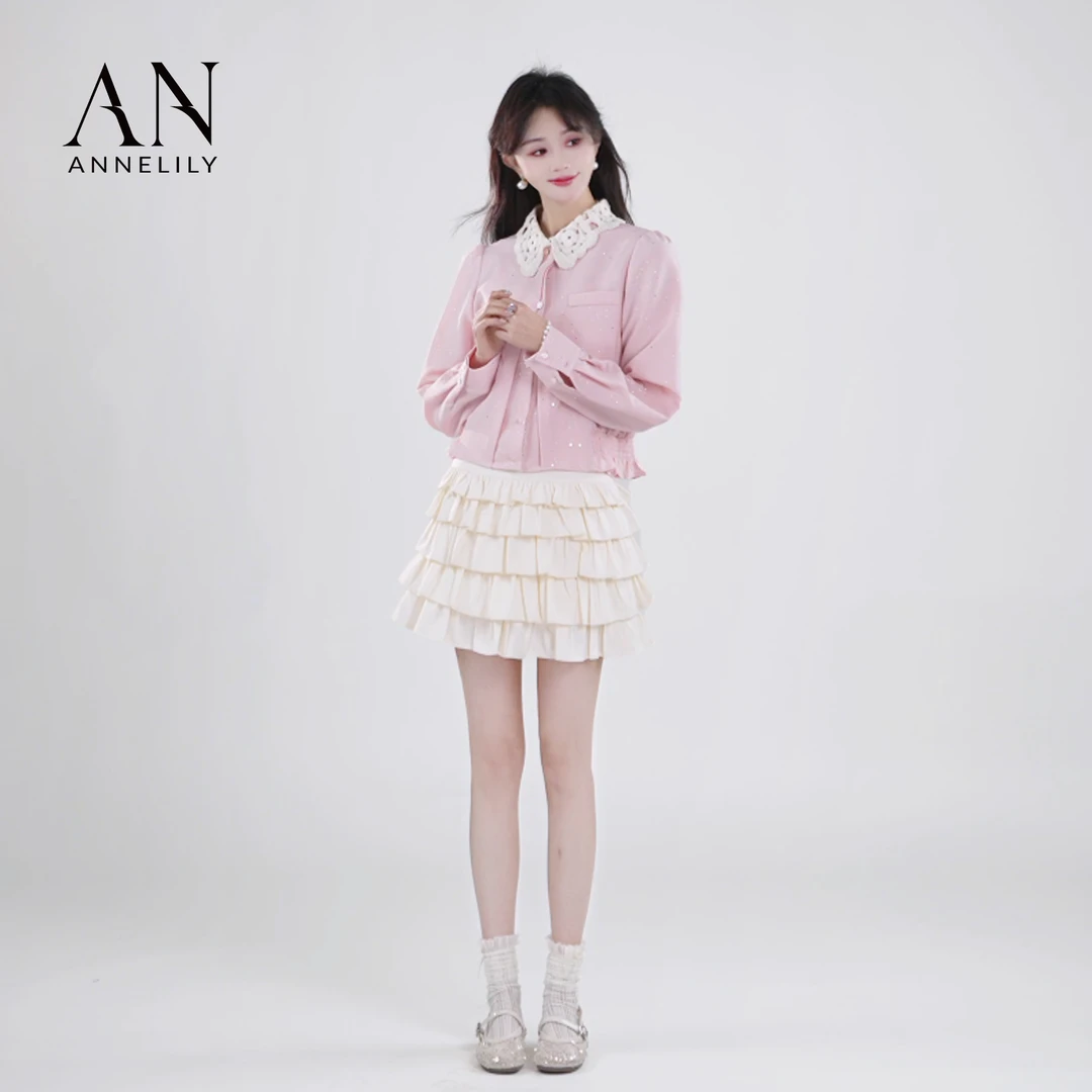 ANNELILY【小洋】新款上新高级感时尚百搭显瘦半裙AQ2503008