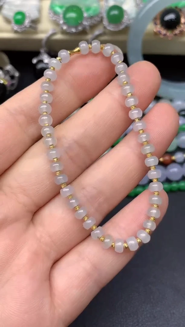 18K金镶嵌手串翡翠58-雪姐翡翠天天见