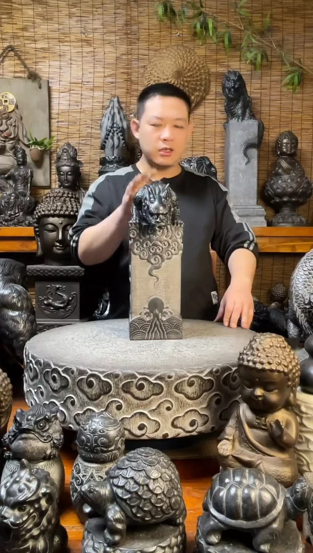 石材40吸水兽立柱可吐水天然青石雕刻
