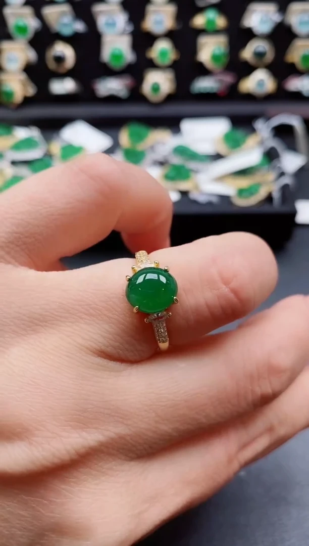 银S925镶嵌戒指翡翠1