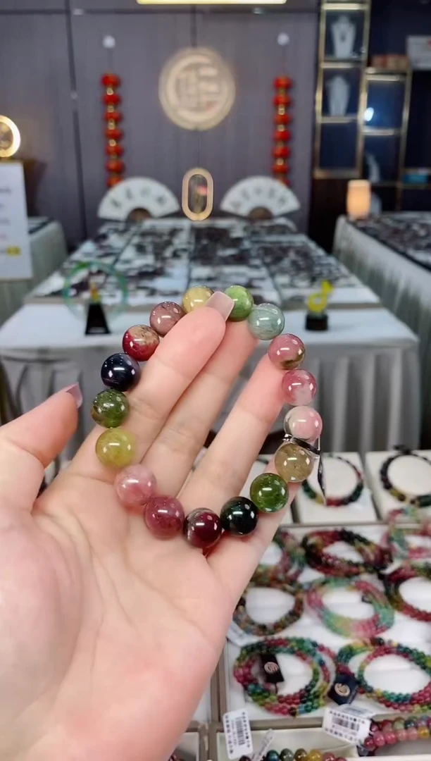 未镶嵌老矿碧玺单圈手串12mm+碧玺hon多样性发一条