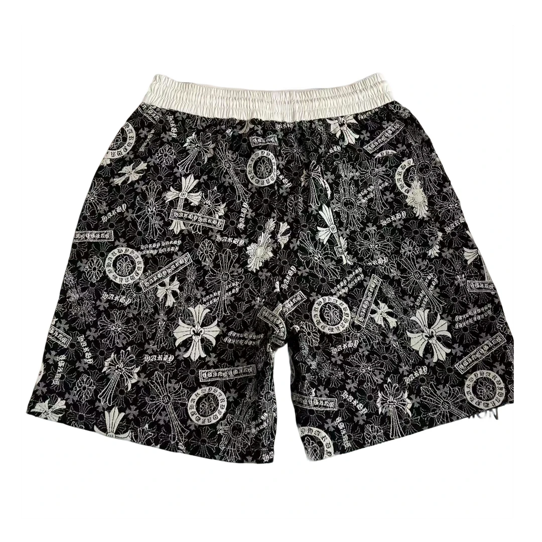 【编号32】夏季复古轻奢刺绣五分短裤男士字母印花潮流宽松短裤9003