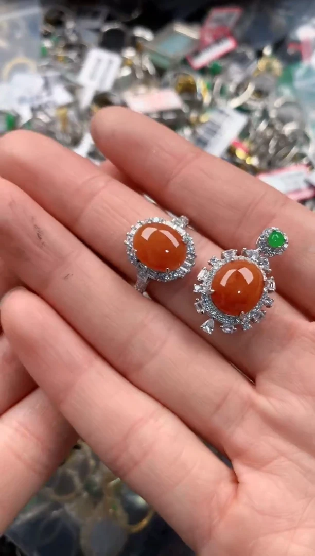 银S925镶嵌戒指翡翠222   2