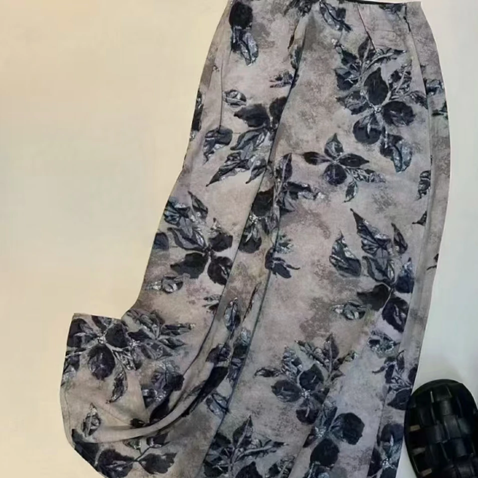 2025夏季新款设计感水墨中长款薄款休闲显瘦半身裙#3267