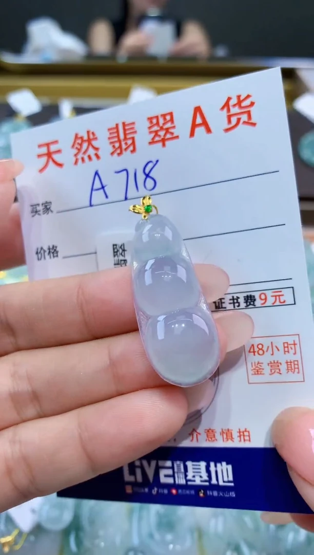 颈饰18K金镶嵌翡翠天然翡翠A货挂件