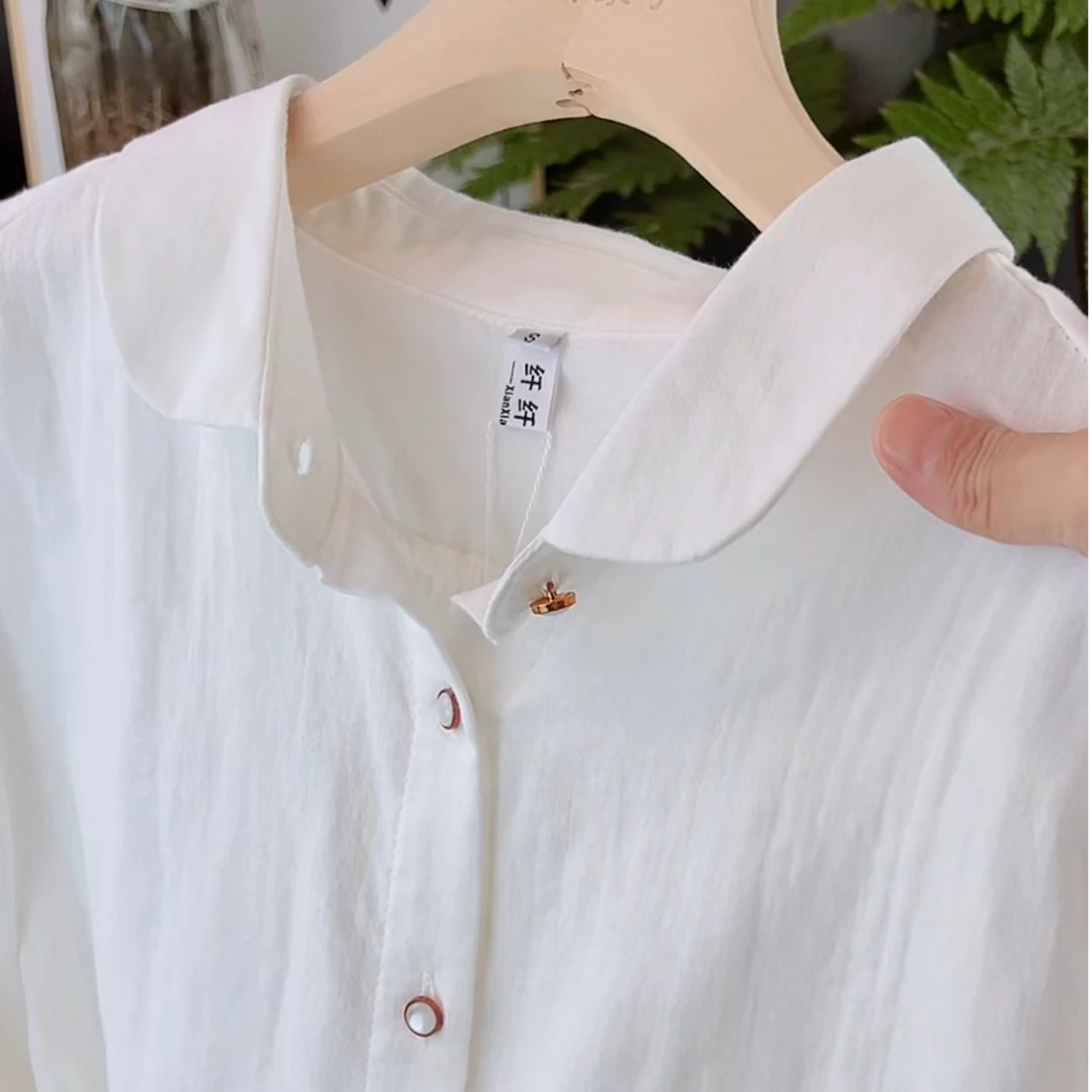 徐-CS1072A娃娃领冬季新款纯棉衬衫棉纱舒适贴肤柔软上衣