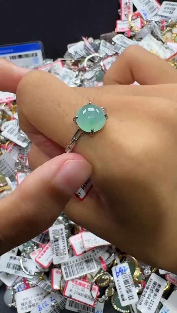 翡翠戒指银S925镶嵌戒指7