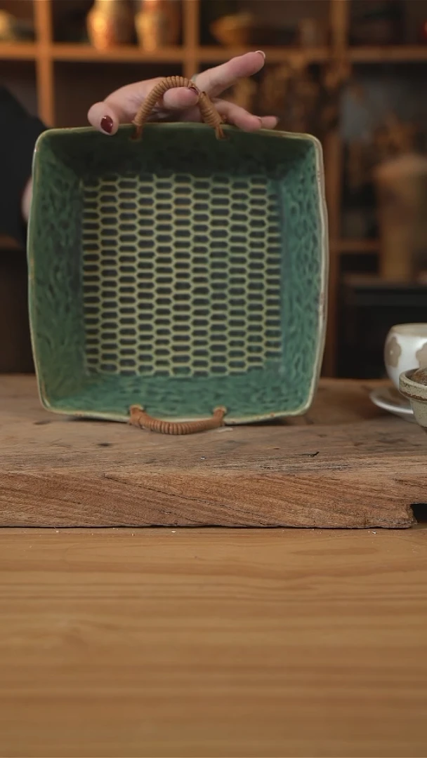 绿色系列的四方刻刀麻绳盘