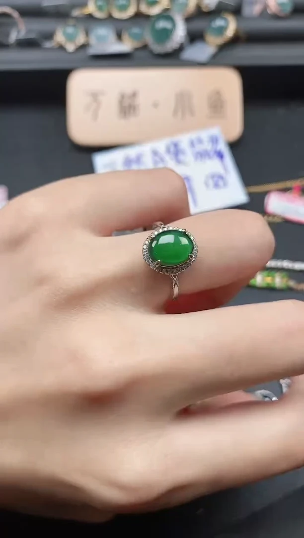 翡翠戒指银S925镶嵌51511