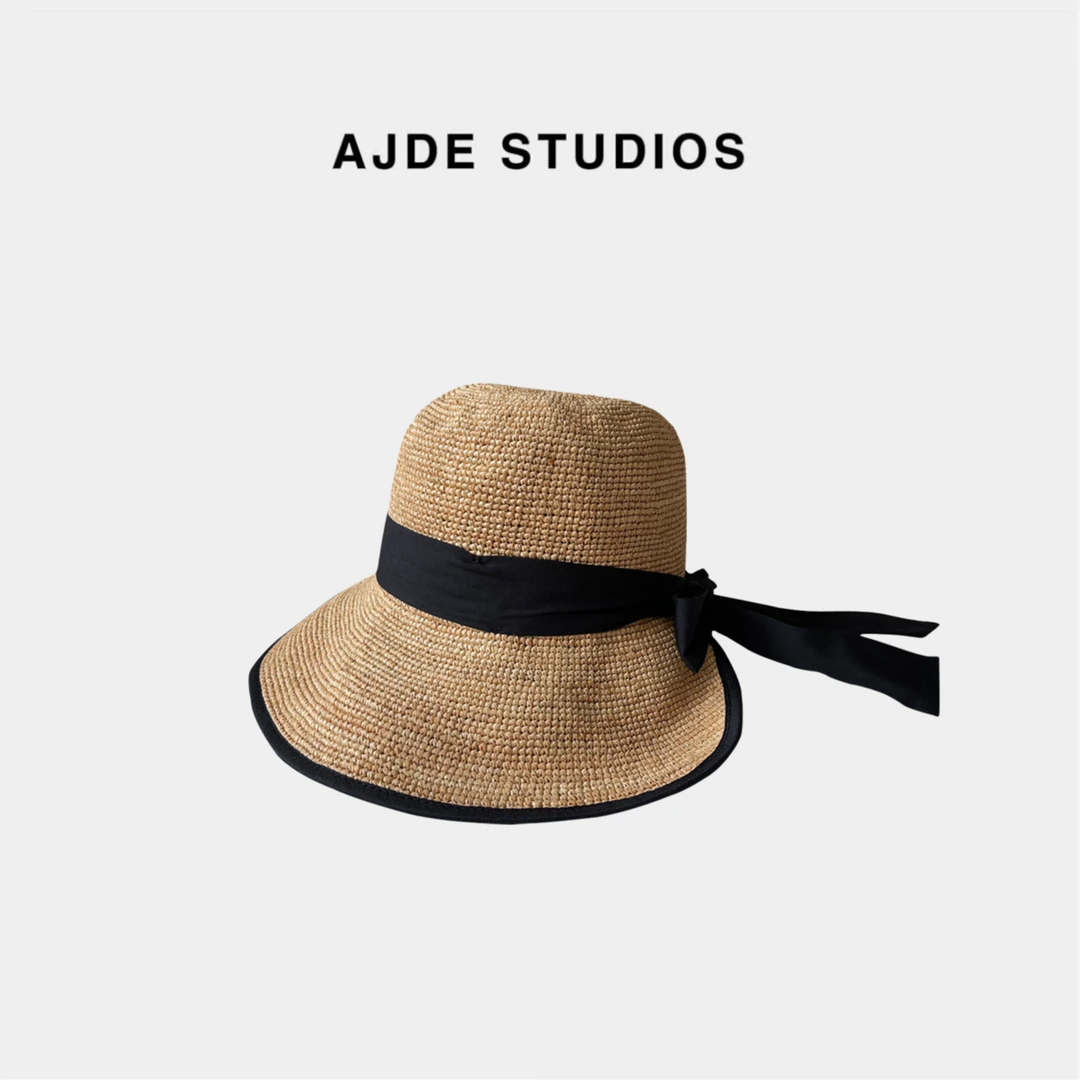 AJDE｜黑色大蝴蝶结草帽 QZ