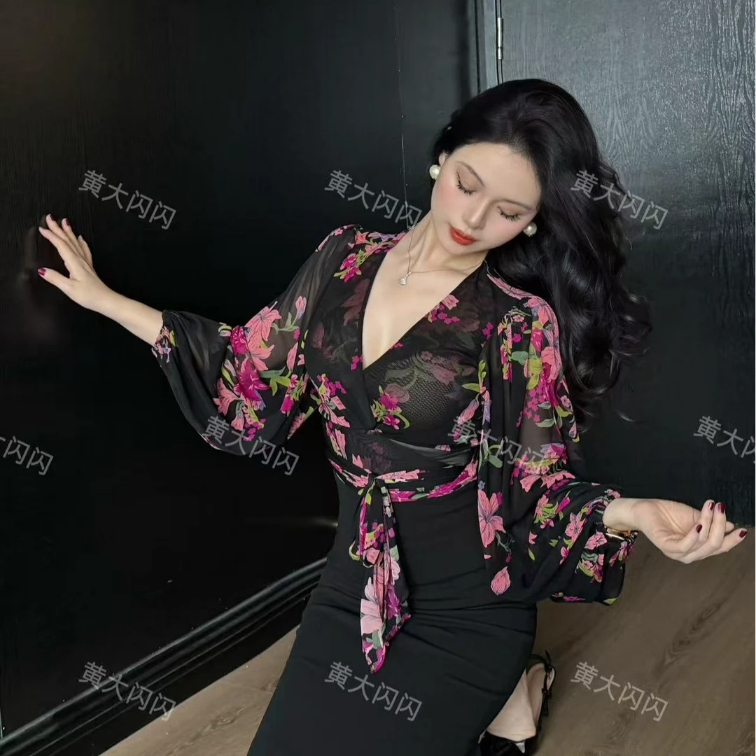 【新店请到黄大闪闪女装店1号】(人妻文学)水印网纱性感上衣SSQ4001