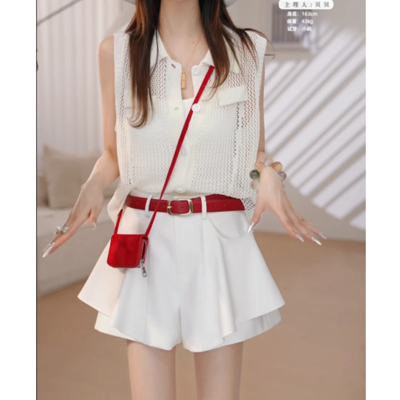 夏季时尚气质简约百搭无袖马甲+透气百搭显瘦半身裤裙LK2502940