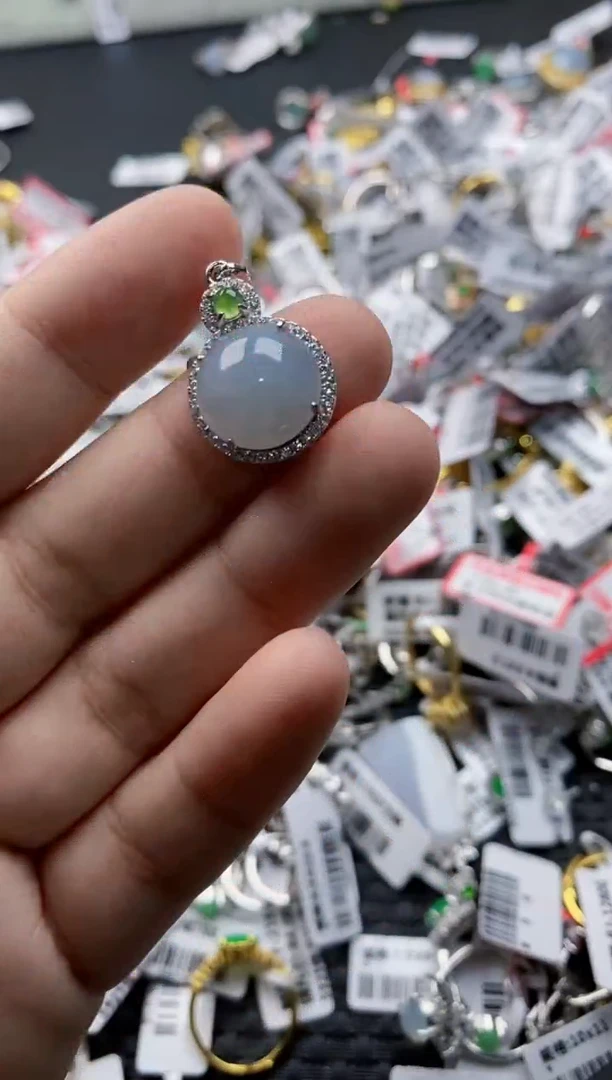 翡翠戒指银S925镶嵌4444---9