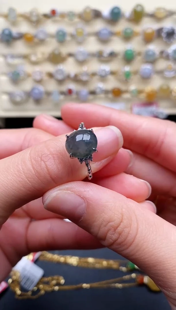 翡翠戒指银S925镶嵌44444444+1