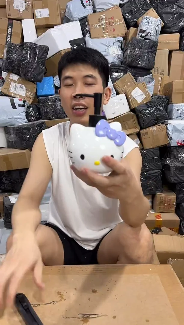 瓷片紫色kt猫头按压瓶 树脂