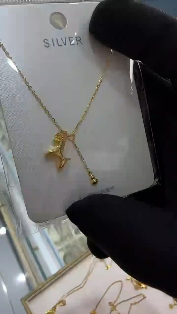 珐琅坠链均足银小马流苏套链