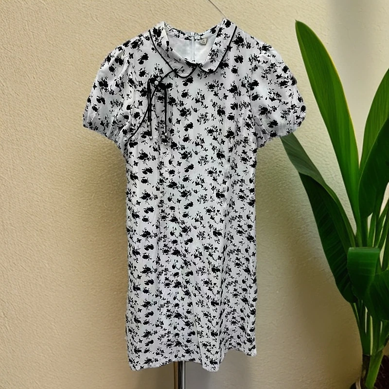 L 667款气质时尚夏季中长款优雅碎花洋气显瘦连衣裙休闲裙子