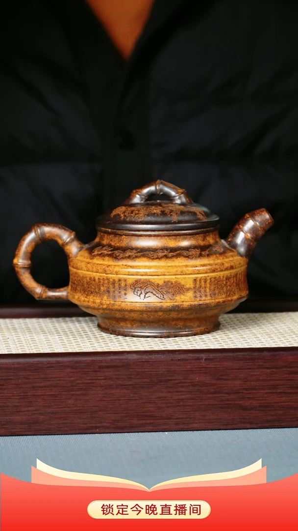 茶壶紫砂龙骨金砂柴烧 双线竹鼓