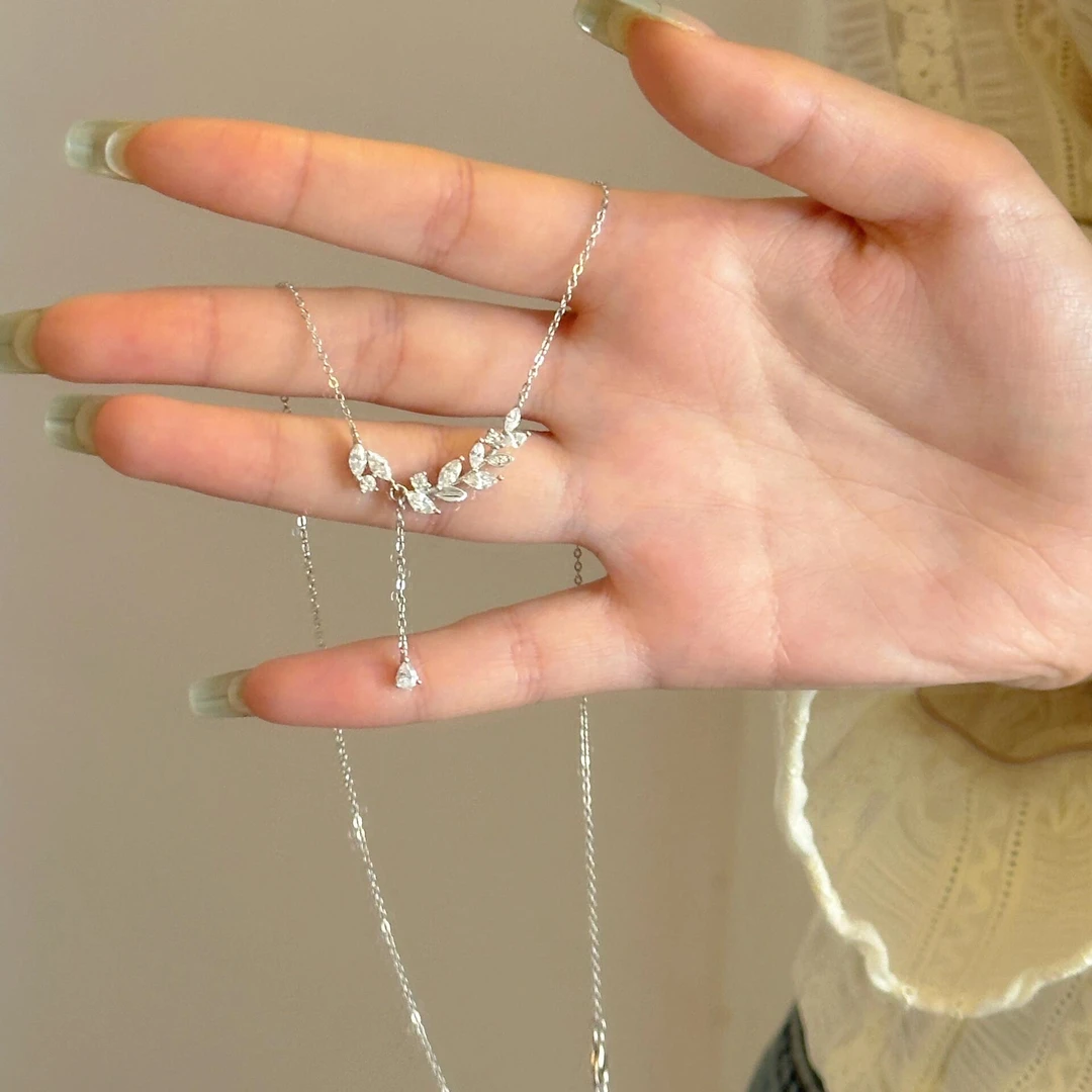 柯柒 钛钢项链 流苏树叶项链女轻奢小众气质设计感高级精美锁骨链