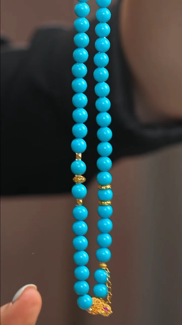 18K金镶嵌绿松石项链1