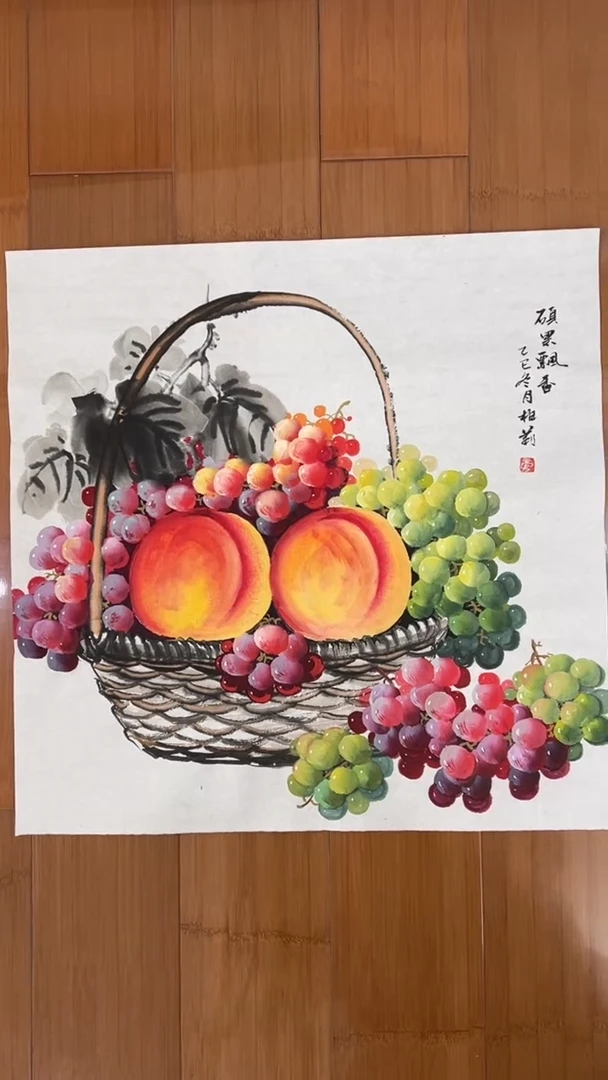 国画【福利，纯手工手绘】卢柏莉葡萄50*50厘米