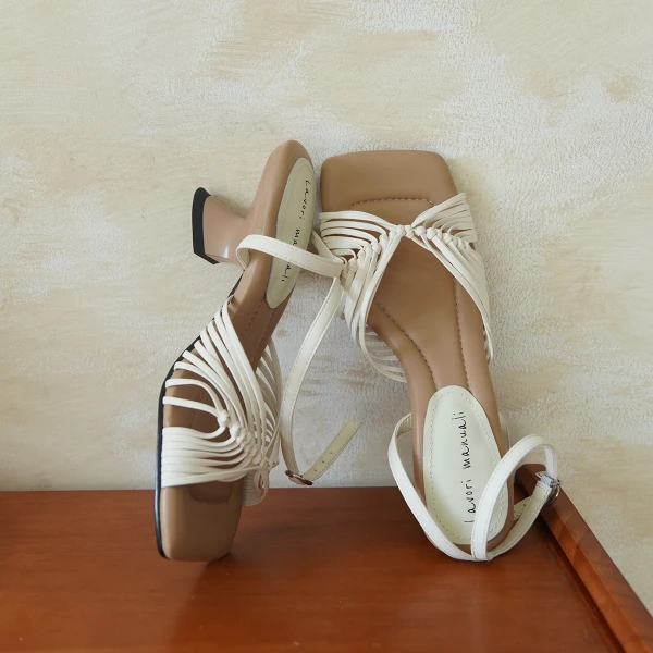 Tinker 设计师 仙女风金属色简约优雅小众设计方头粗跟凉鞋女中跟