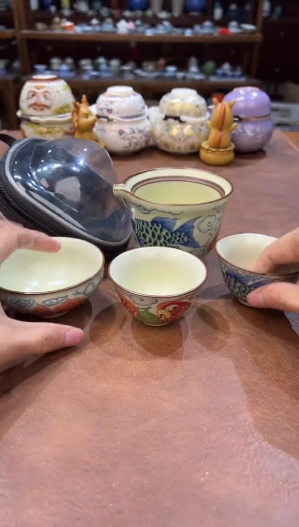 真的很便宜超好看会开片的旅行茶具