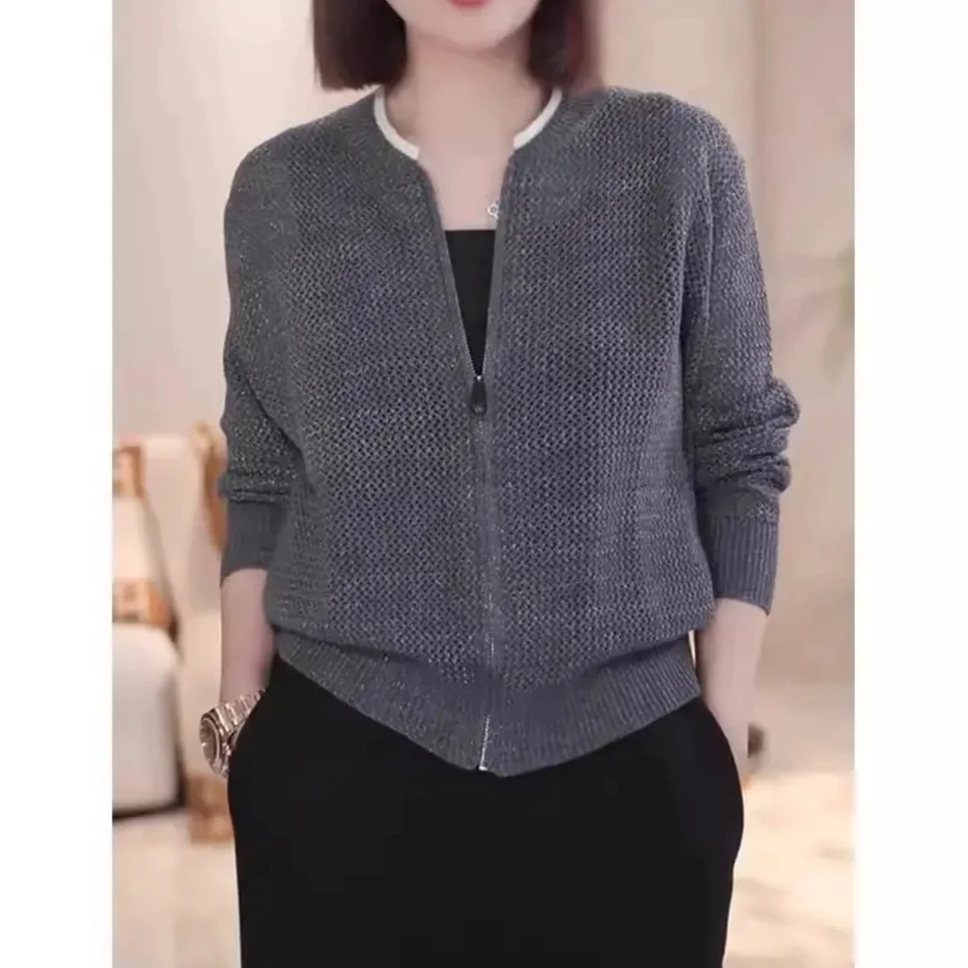 【镂空亮丝5】针织镂空亮丝开衫