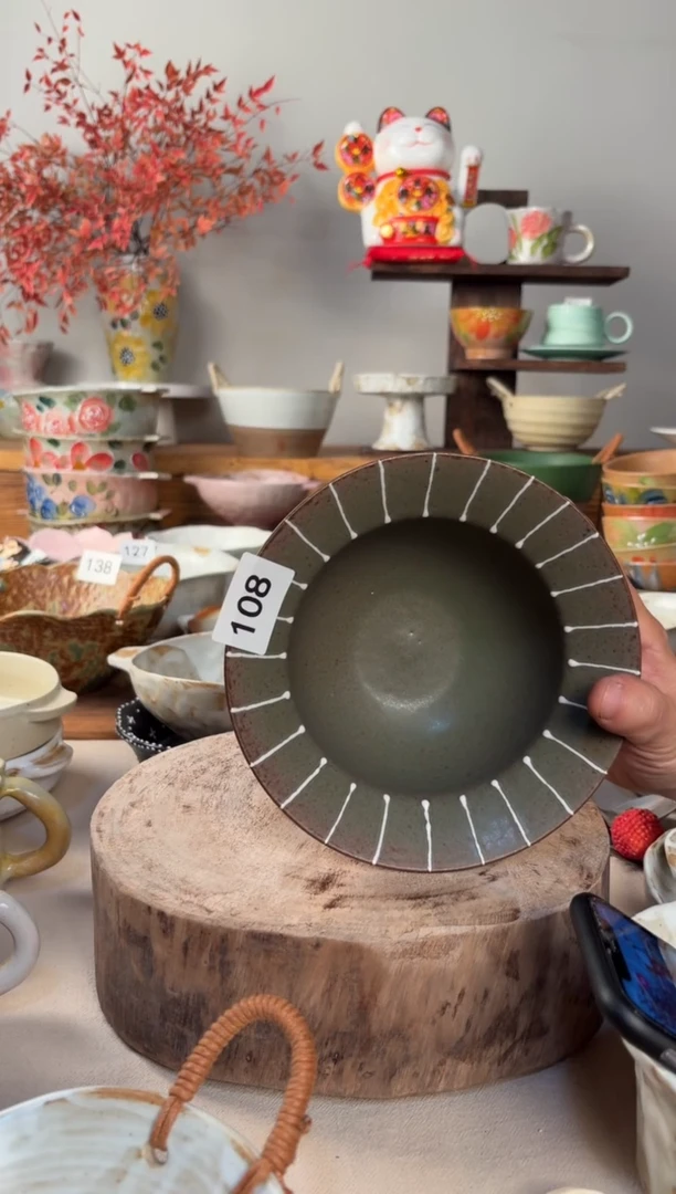 陶瓷108-粗陶草帽碗