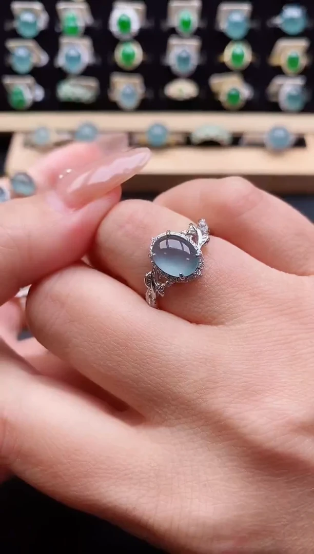 银S925镶嵌戒指翡翠1