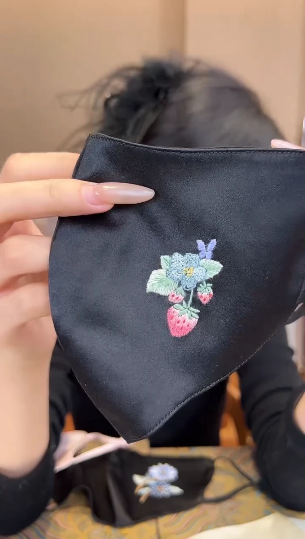 刺绣苏绣手工刺绣100桑蚕丝面罩