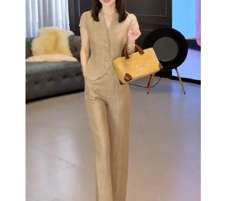 2025夏季新款网红同款洋气减龄韩版爆款上衣裤子女两件套女su-a