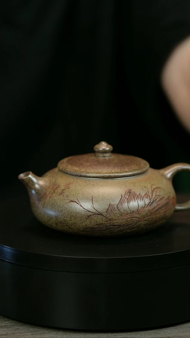 茶壶紫砂H2028李琴柴烧莲花寒江