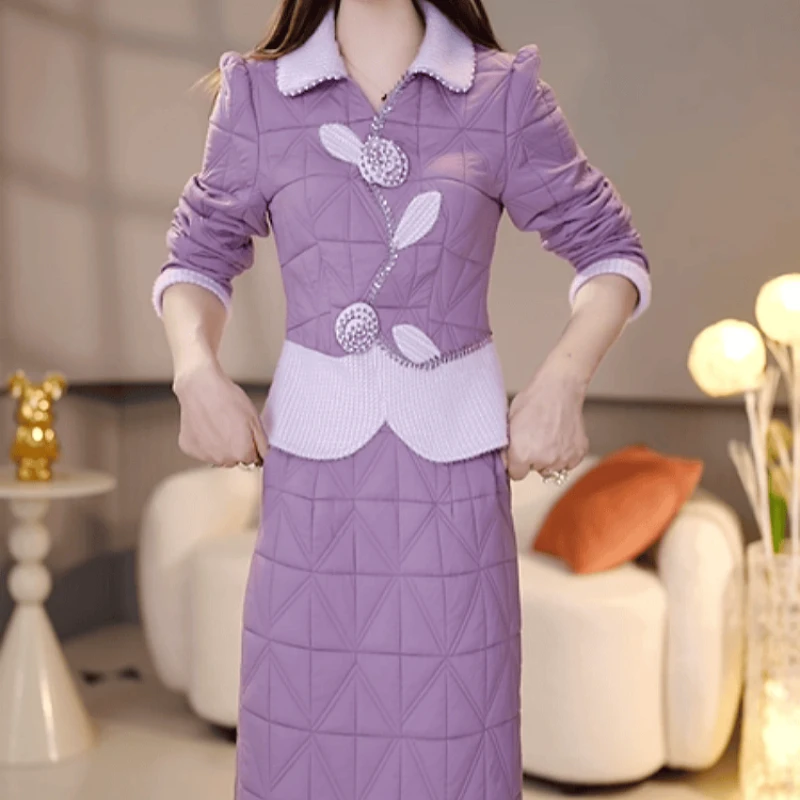 C234【上衣+半身裙】2025冬季新款时尚优雅气质显瘦女人味套装裙