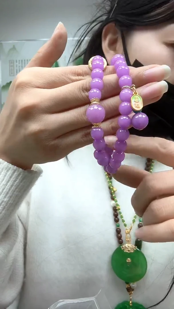 颈饰未镶嵌翡翠8mm 紫双圈