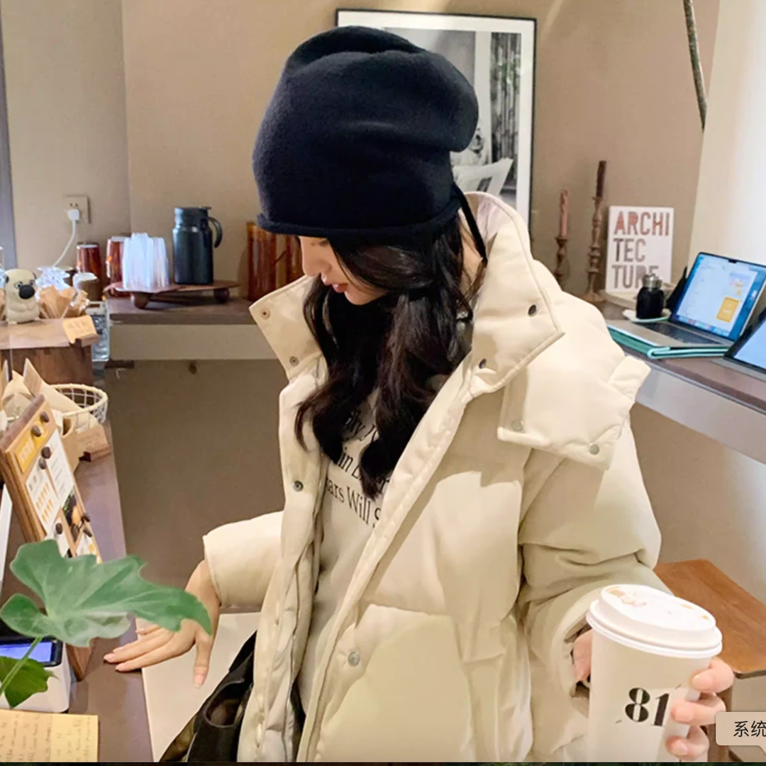 拉绳帽加厚冬日氛围感时髦保暖针织包头堆堆冷帽
