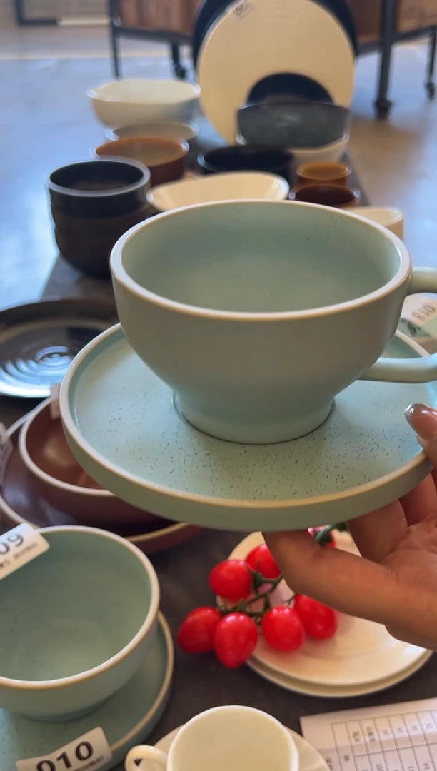 新骨瓷013 瑕疵烟灰浅蓝 大号咖啡杯碟套装