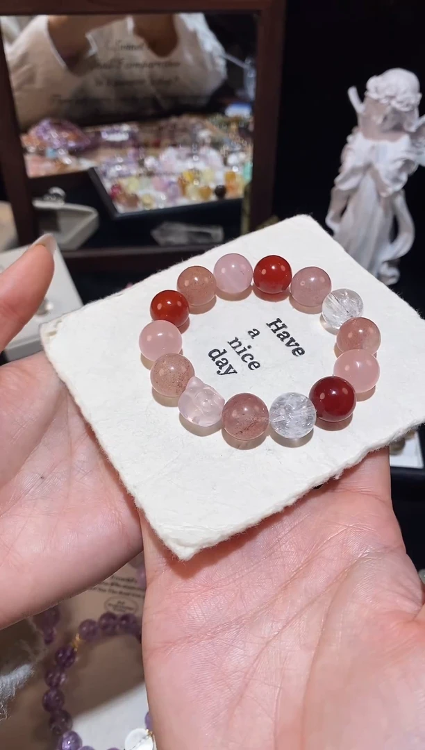 未镶嵌手链水晶红色系多宝手链