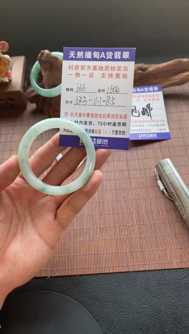未镶嵌手镯翡翠圈口53.3编号666