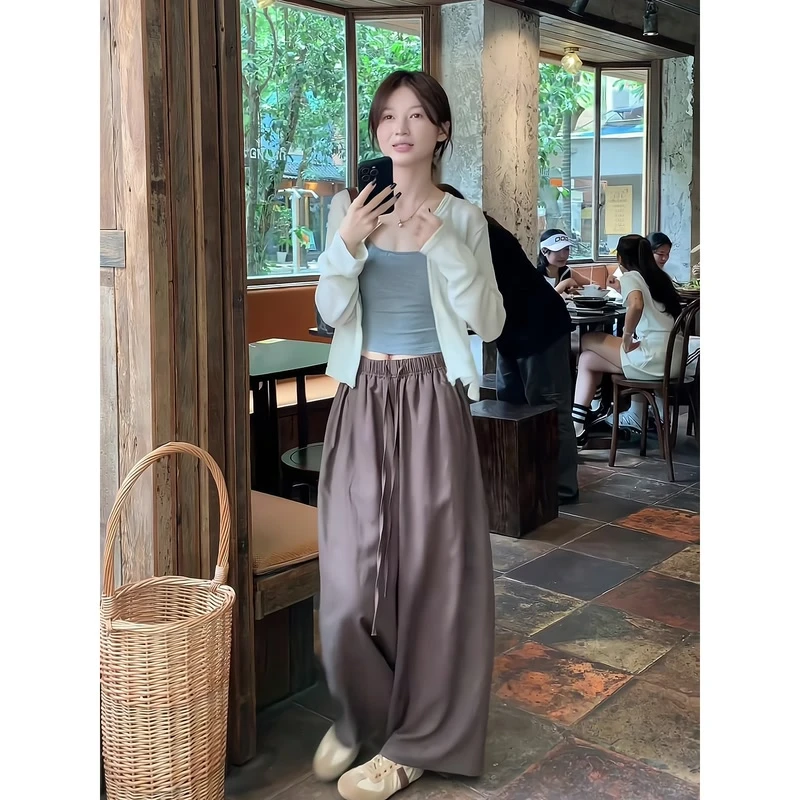 【现货】早秋一整套女装2025年新款休闲开衫外套背心休闲裤三件套