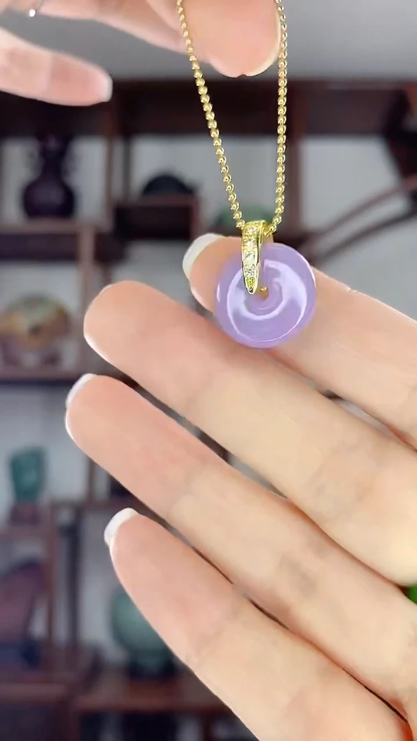 翡翠未镶嵌吊坠(赠链)紫翡小扣子X13