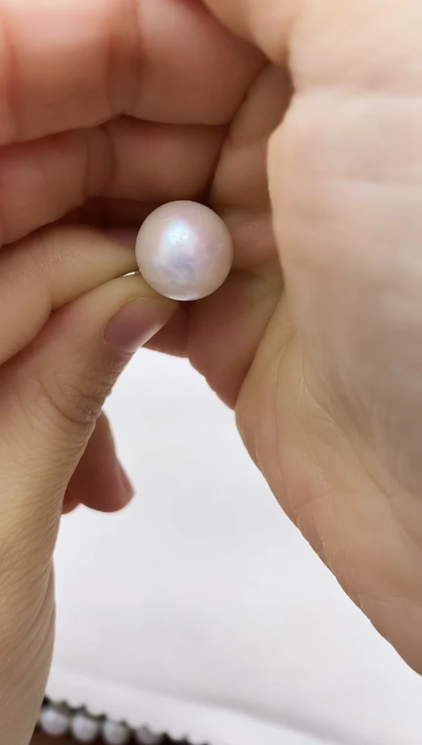 未镶嵌耳坠淡水珍珠13-14mm-茶壶款