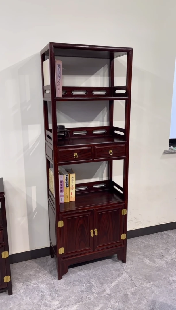 黑酸枝木类成套家具书架63-33-178